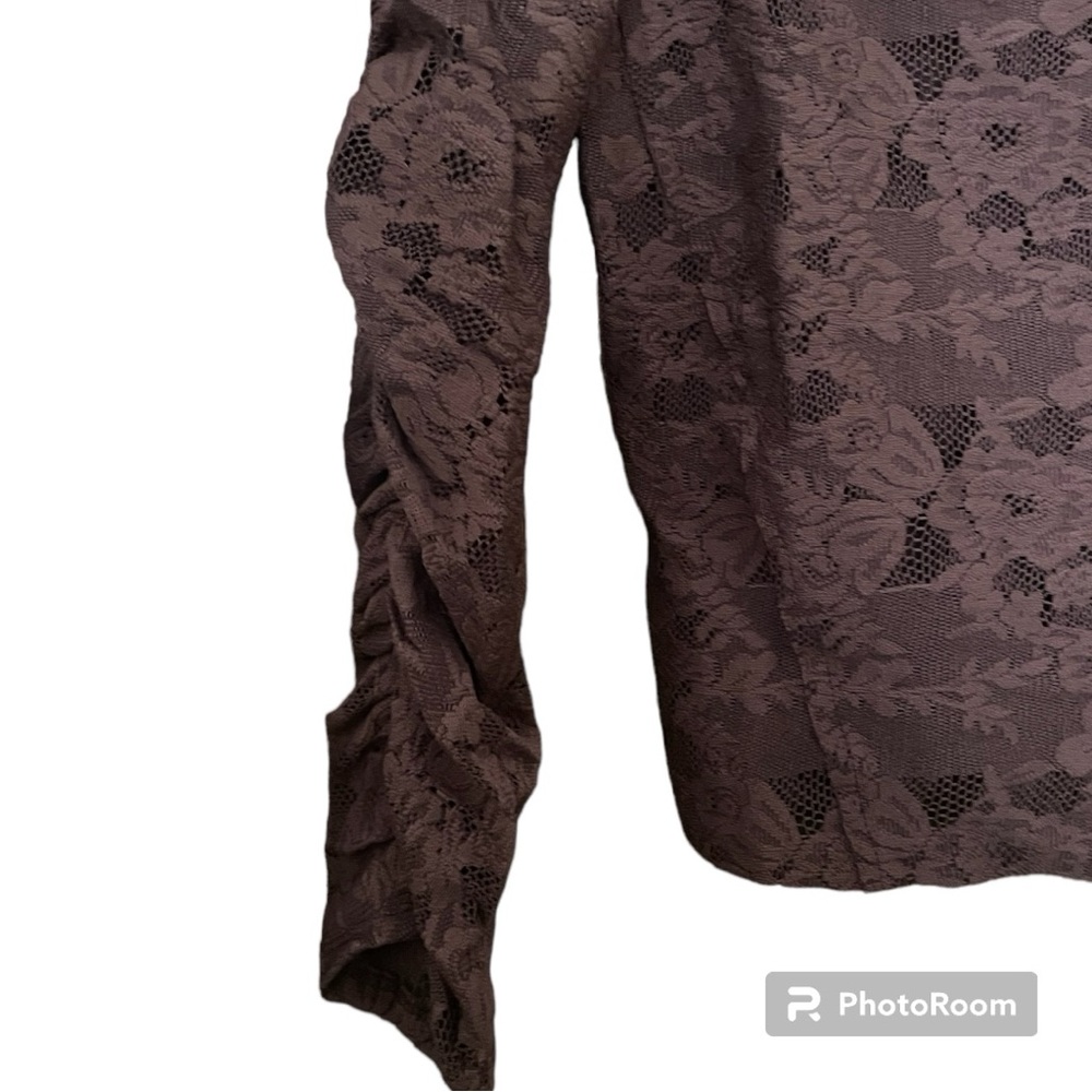 NWOT Free People Brown In Rotation Sheer Lace Layering Ruched Top Small - Picture 6 of 10